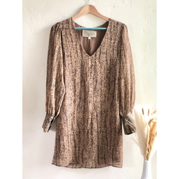 Rory Beca Snakeskin Bubble Sleeve Shift Dress - Picture 1 of 5